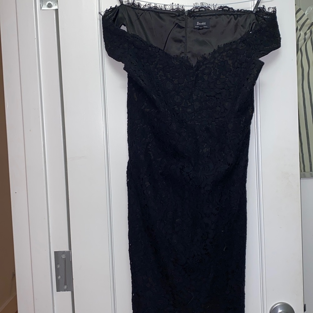 Off the shoulder black cocktail dress